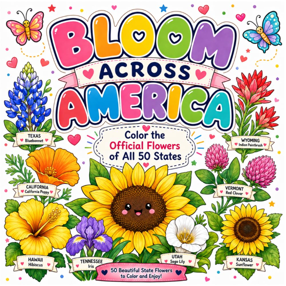 Bloom Across America: Color the Official Flowers of All 50 States
