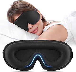 Oumida 3D Schlafmaske für Seitenschläfer, Verstellbares Gummiband, lichtblockierend und Atmungsaktiv, Augenmaske für Männer Frauen, für Reisen, Büro, Yoga (Schwarz)