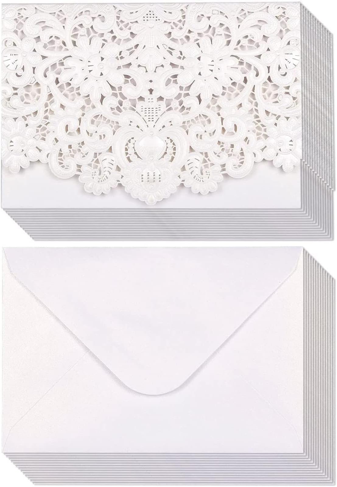 Laser Cut Blank Invitations with Envelopes 5 x 7.25 Inches (Set of 24)