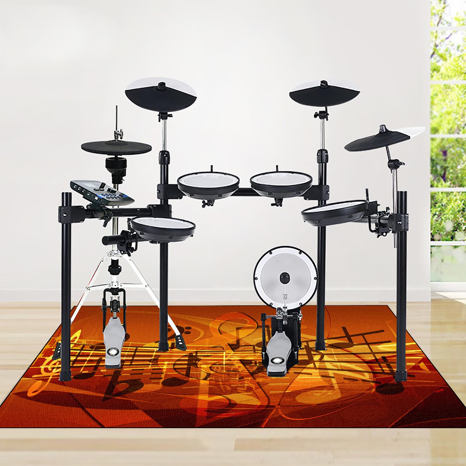 Tapis de Batterie Acoustique 120 x 100 cm Tapis Insonorisant pour Batterie électronique Tapis de Tambour Antidérapant Tapis pour Batterie et Percussions Tapis Professionnel Rectangulaire de Jazz