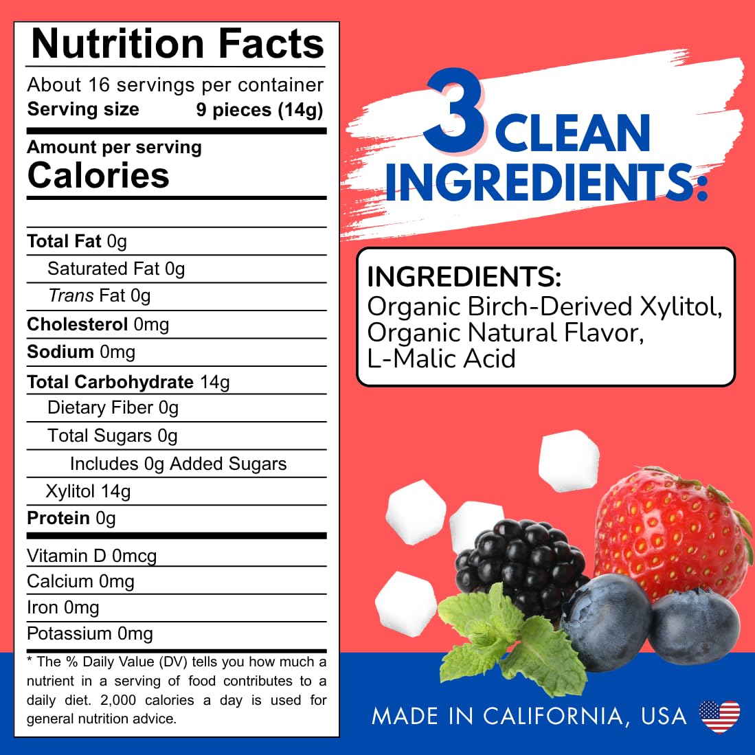 Xylipop 4 Pack (Mixed Berry) – Tooth-Friendly Xylitol Candy | Made with 3 Organic Ingredients | Sugar-Free, Vegan | Healthy Snack for All Ages | 4 x 1.94 oz Pouches