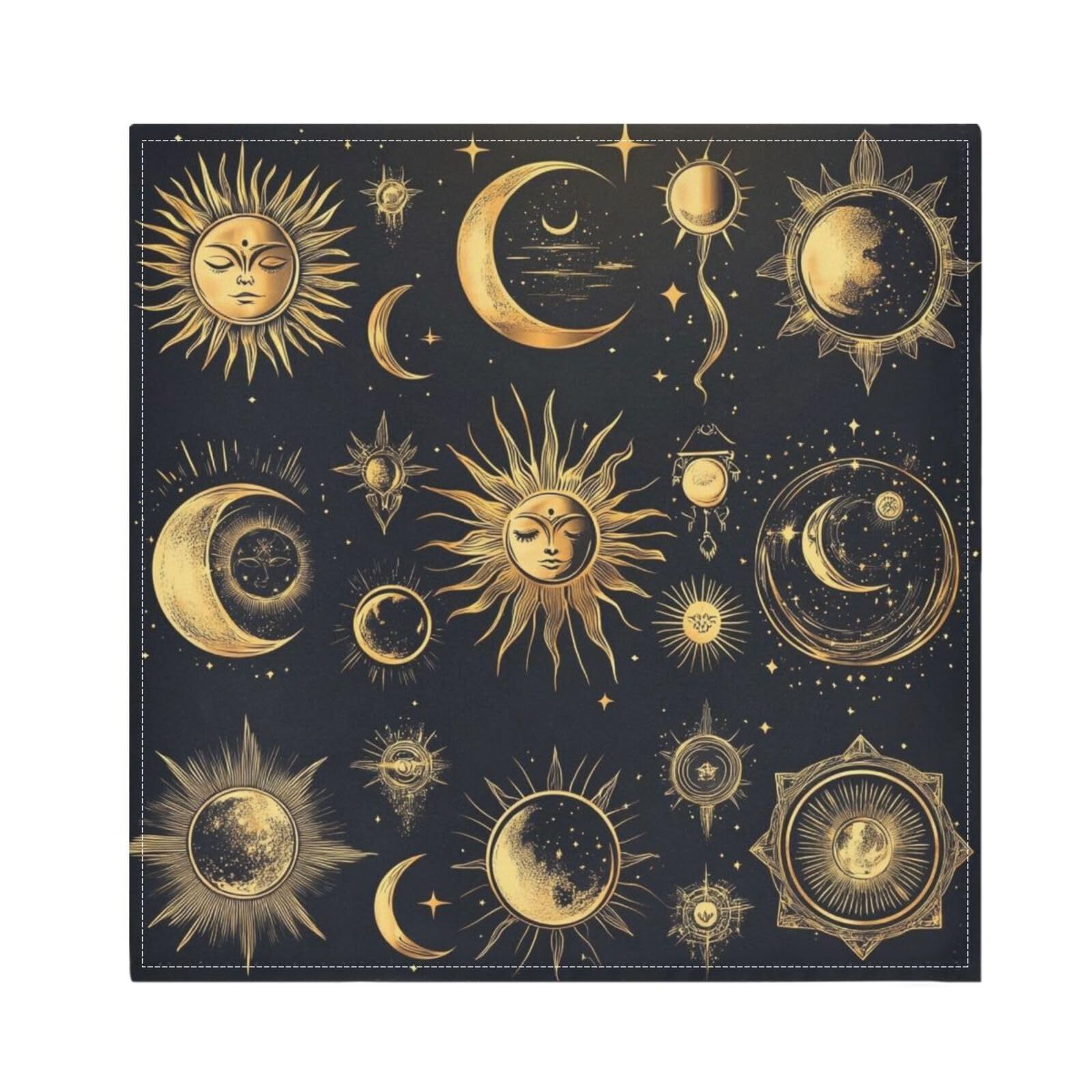 Ttgoth Boho Sun Moon Cloth Napkin Set of 4 Washable & Reusable Dinner Napkins for Dining Table, Banquets, Wedding, Party, 50x50 cm