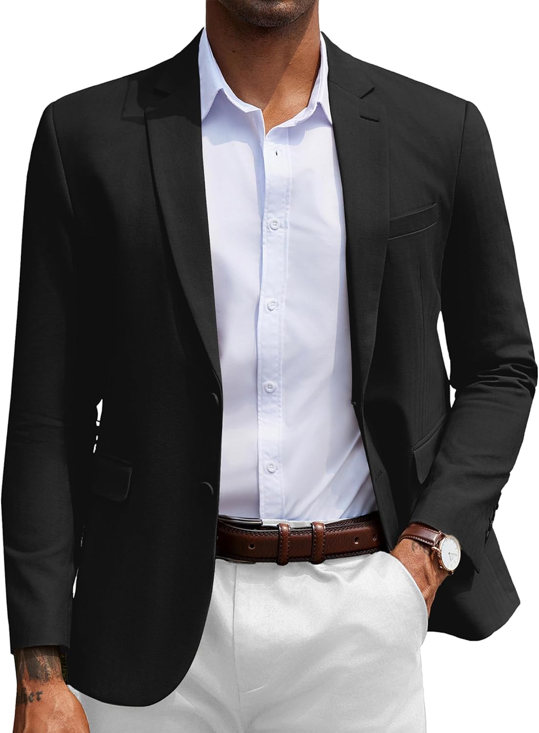 COOFANDY Men's Herringbone Blazer Slim Fit Cotton Sport Coats Two Buttons Casual Suit Jacket