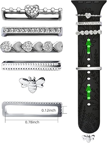 Miniatura 3 de Correa de Reloj con Adornos (Correa Incluida), Compatible con Correa de Apple Watch 38mm 40mm 41mm 42mm(S10), Accesorios de Correa de Silicona con