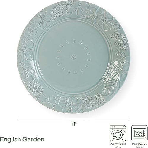 Miniatura 3 de Fitz & Floyd English Garden - Plato llano, juego de 4, 11 pulgadas, color azul