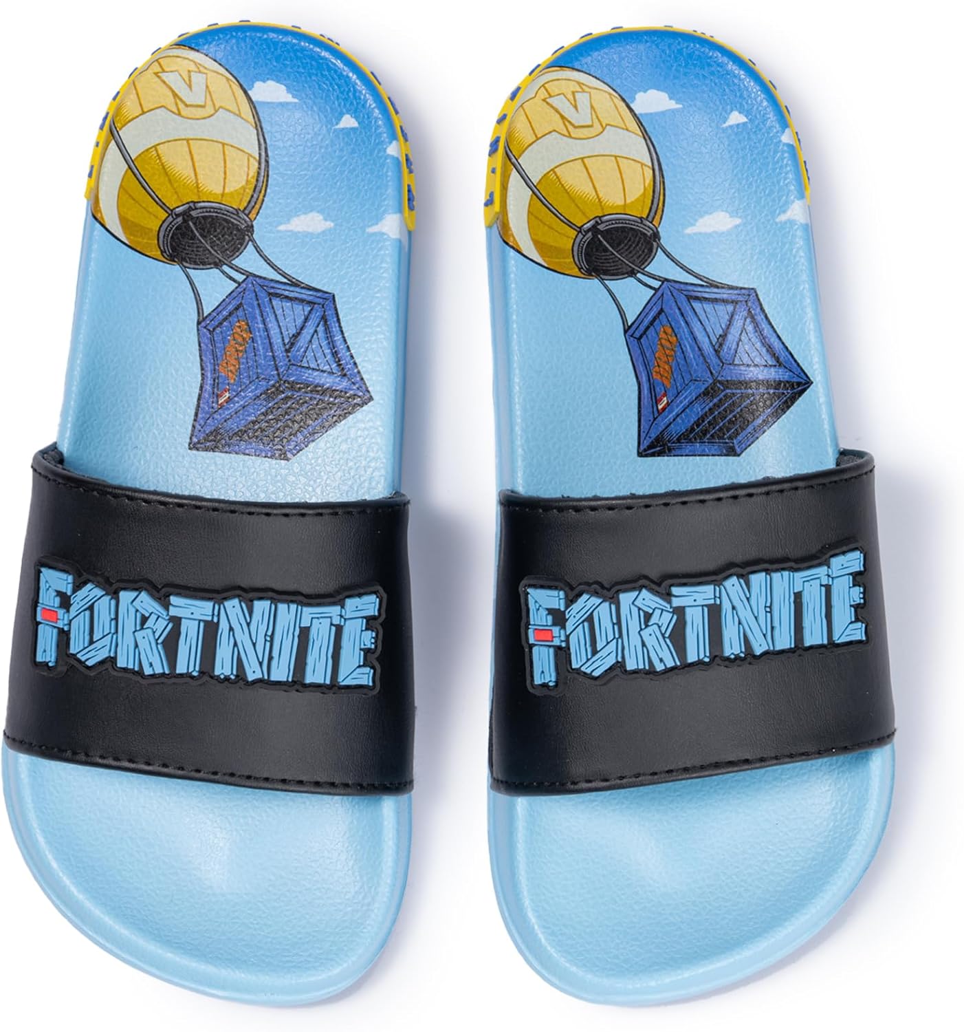 Ground Up Fortnite Youth Soccer Slides Sandals Boys Kids Athletic Shower Pool Beach Summer Slip-On Lightweight Cushioned Gaming Footwear