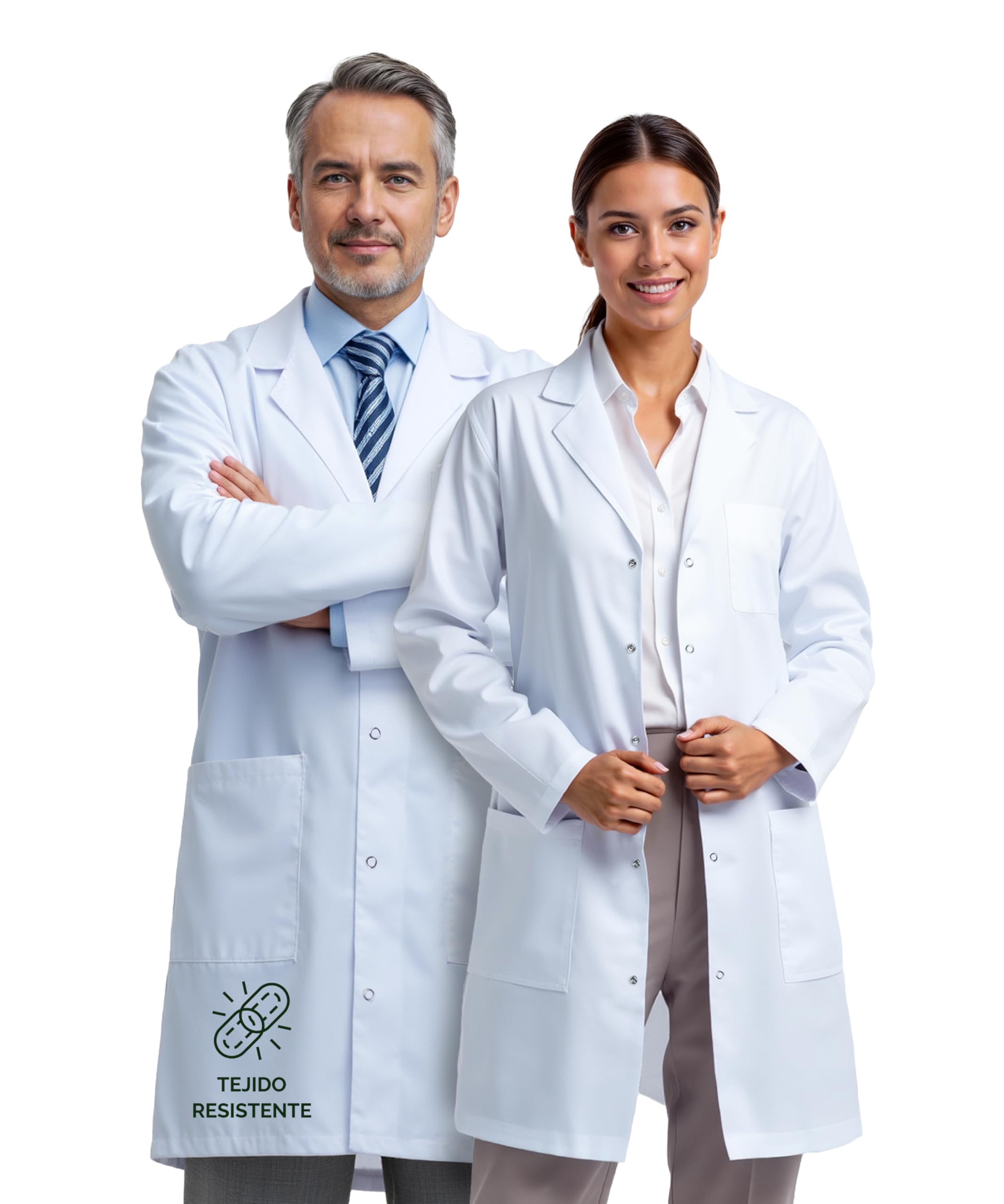 Primrose Apparel – Bata de Laboratorio para Mujer y Hombre, Unisex, con Varios Bolsillos, Ajuste Regular, Cierre a presión