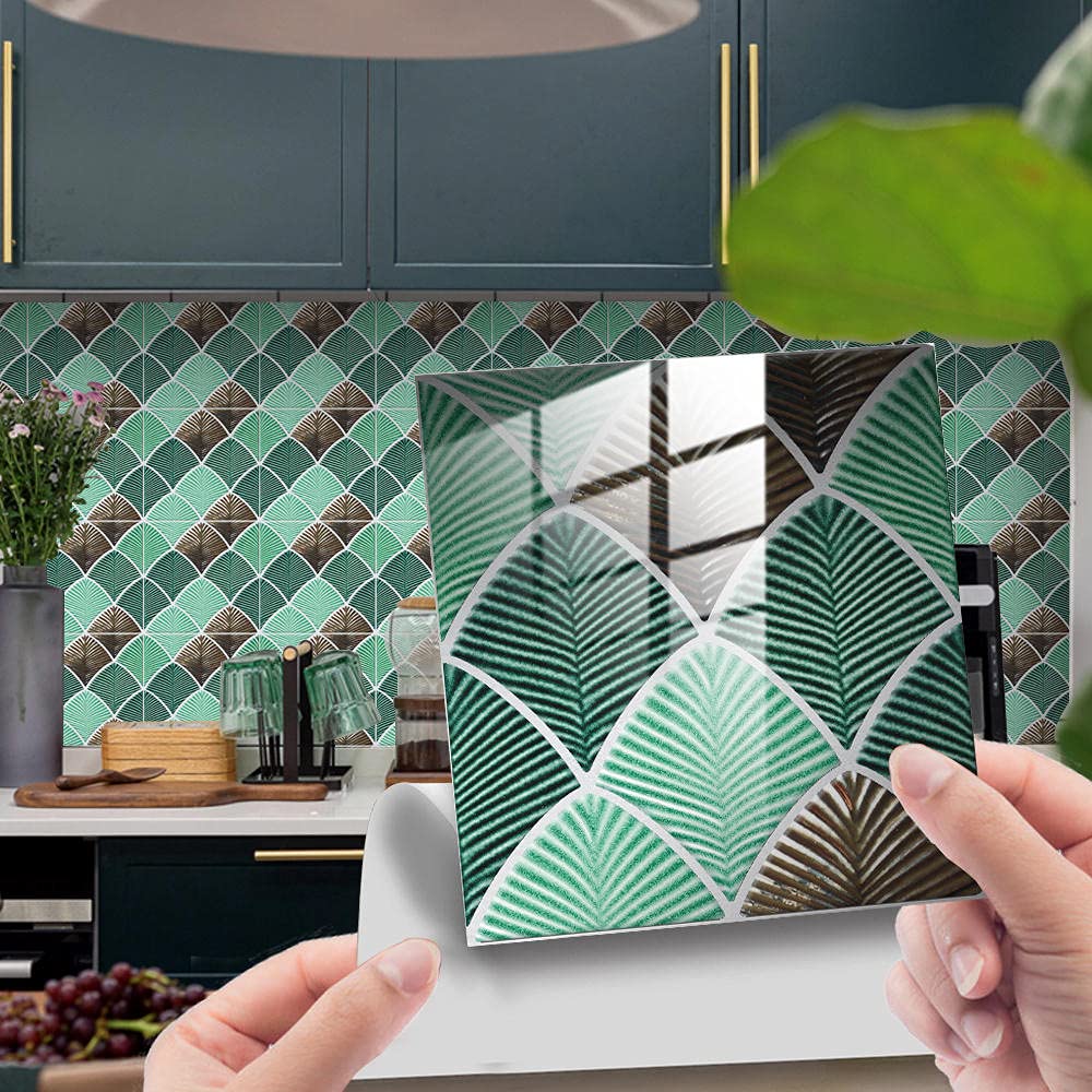 Tile Stickers, Splashback Peel and Stick Floor Tiles 3D Self Adhesive Wall DIY Art Home Decorations(15x15cm)