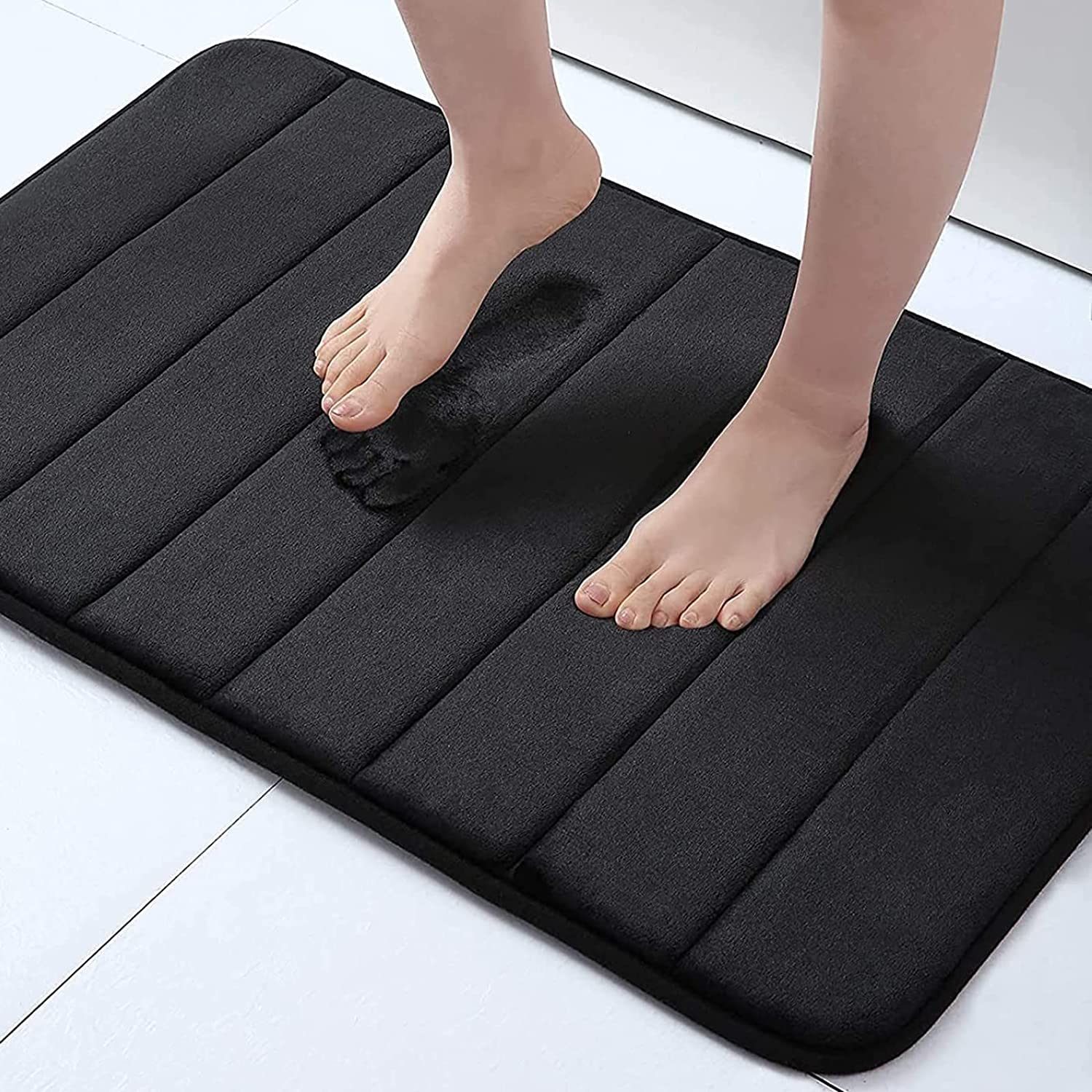 HomeCloud Memory Foam Mat | Rectangular Bath Mat |For Bathroom, Dining Room,Living Room, Door & Kitchen, 60 * 40Cm,12Mm Thickness,(Black)