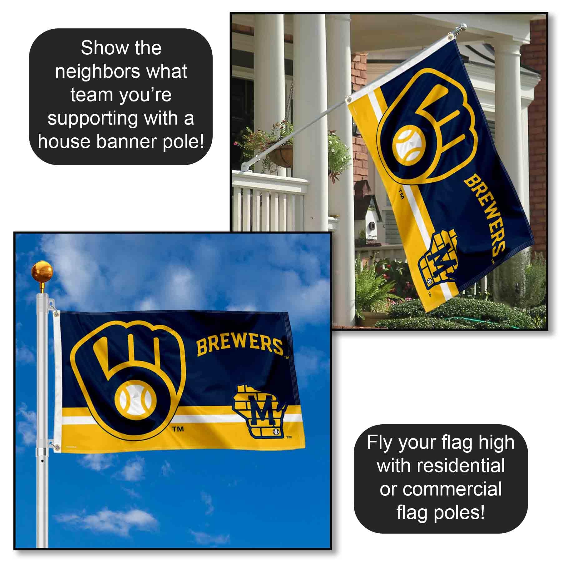 WinCraft Milwaukee Brewers Stars & Stripes 3x5 Flag - Officially Licensed, Polyester, Double-Sided - View #12