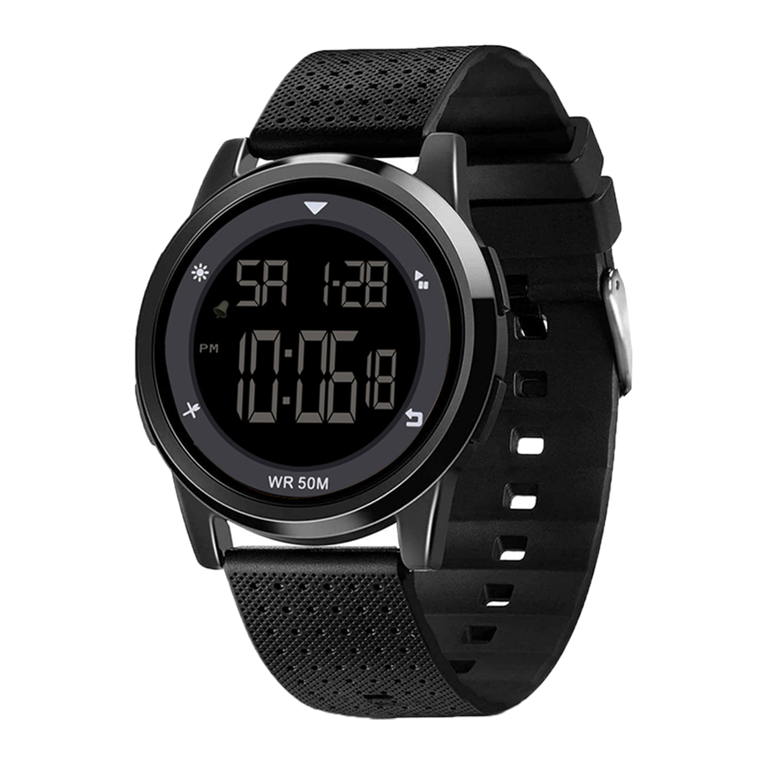 Reloj digital deportivo impermeable cronómetro alarma hora militar ultrafino hombres y mujeres reloj al aire libre, Negro -, Moderno