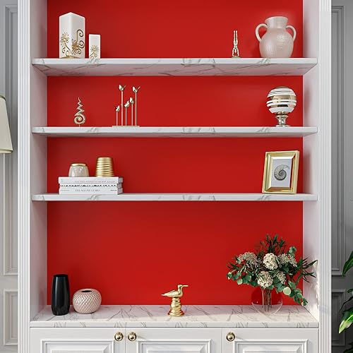 Miniatura 5 de VEELIKE Papel tapiz rojo mate de 15.7 x 118 pulgadas, papel adhesivo rojo extraíble para armarios, encimeras, vinilo rojo autoadhesivo impermeable