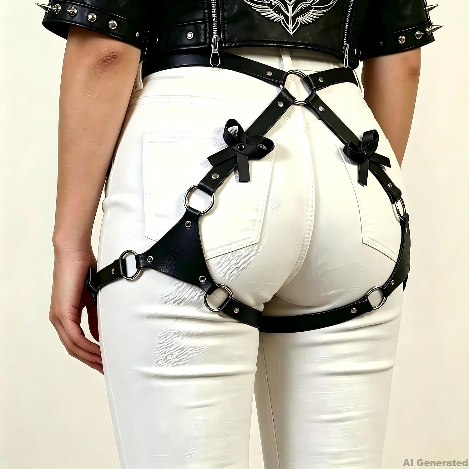 Punk Gothic Faux Leather Thigh Straps & Adjustable Body Harness Belt - Women's Rave Concert Halloween Nightclub Accs