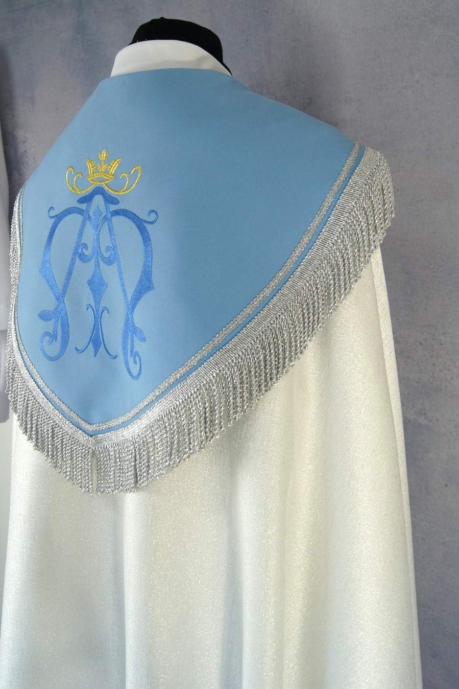 Vestment Marian style Cope with a matching stole- silver brocade