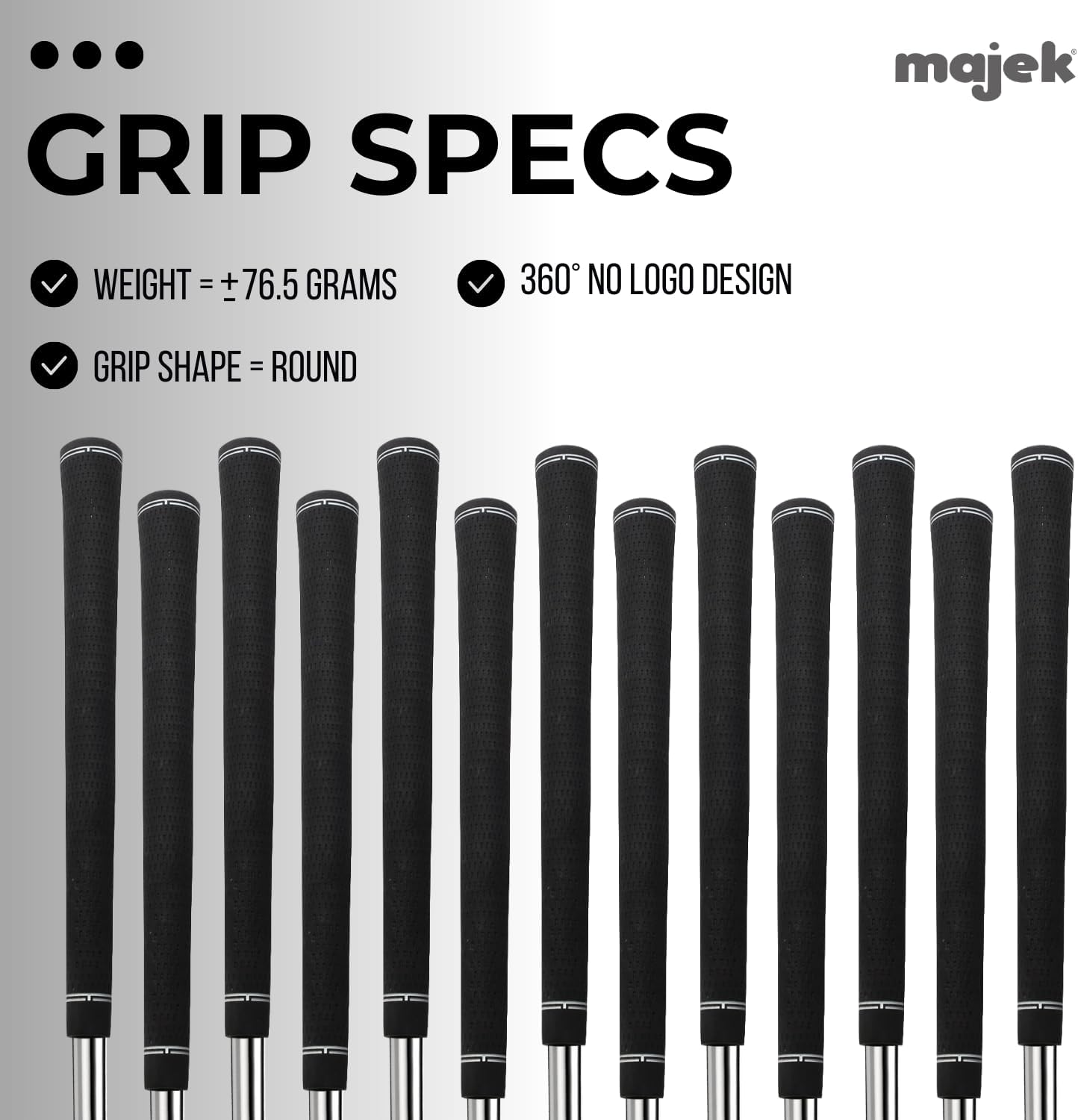 Tour Pro Soft Jumbo Black Golf Grips and Grip Kit + Utility Hook Blade (13 grips, grip tape, clamp, grip removal hook blade, instructions)