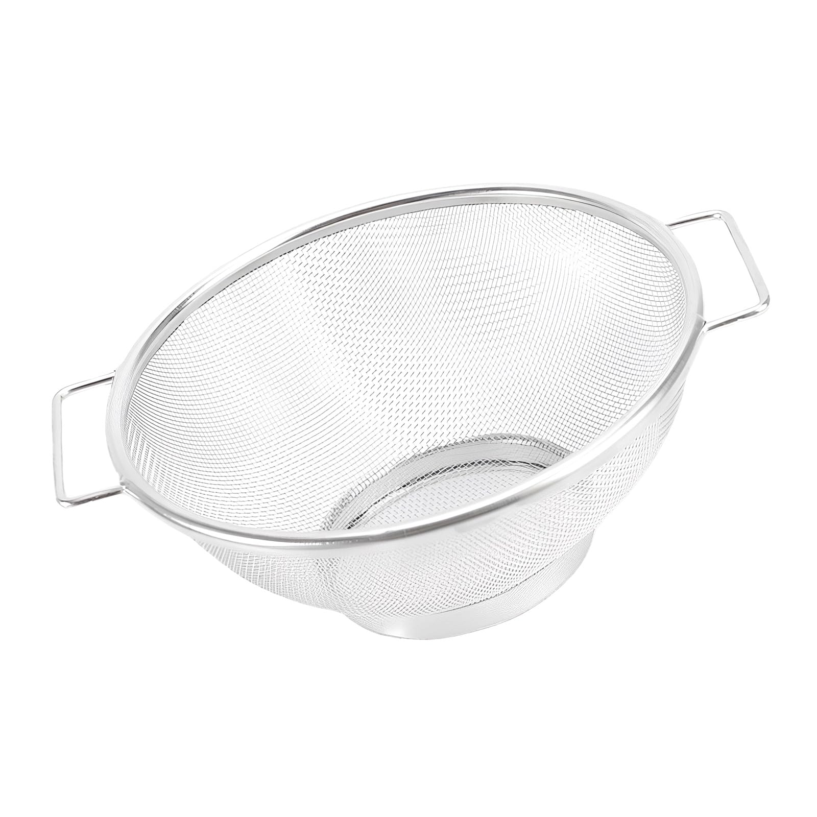 JDNH Meshed Colander Stainless Round Edges Double Handle Strainer Basket for Kitchen Drain and Cooking Rustproof Dishwasher Safe Net Basket