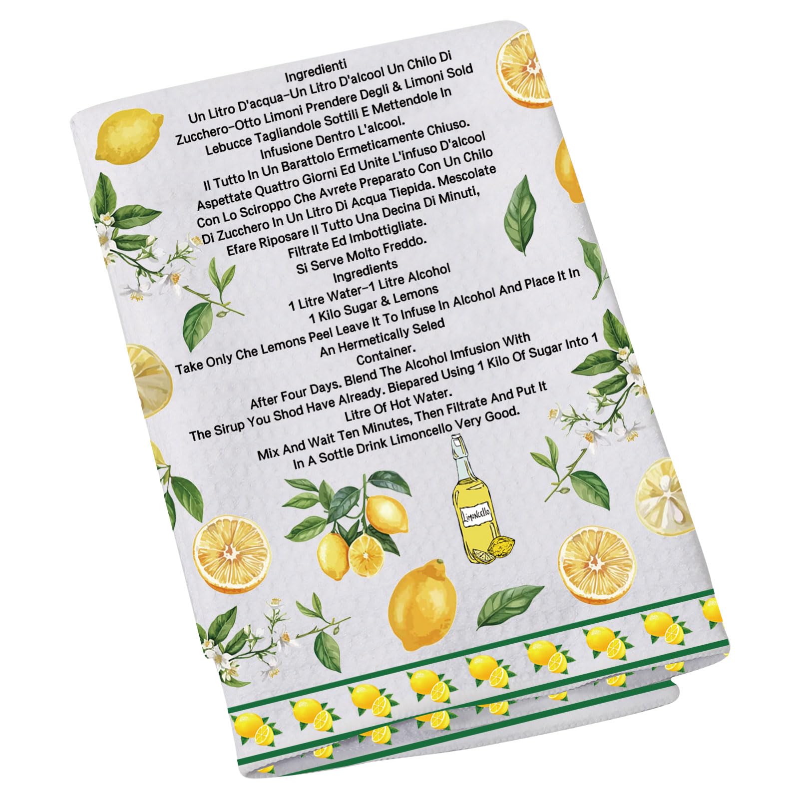 Torchon italien Limoncello anti-trace pour verres à café et thé