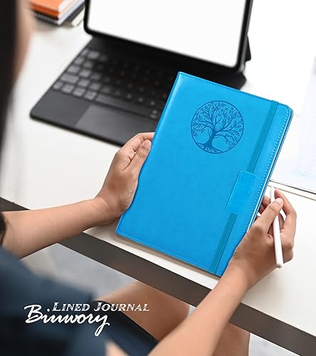 Miniatura 6 de Biuwory Cuaderno rayado para mujeres y hombres, 256 páginas A5 de cuero de tapa dura para escribir, viajes, negocios, trabajo y escuela, cuadernos