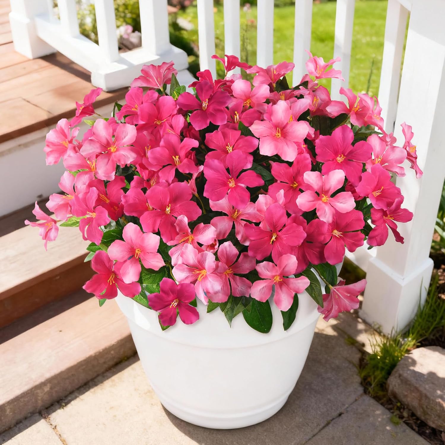 Homsunny Artificial Flowers for Outdoor, 6PCS Fake Silk Flowers UV Resistant, Realistic Faux Plants Flowers for Front Door Porch Planter Patio Yard Garden Spring Decor