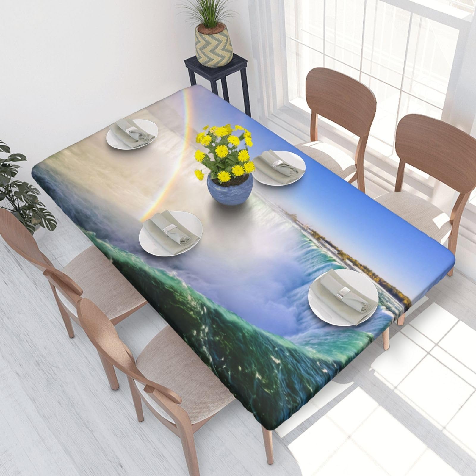 WKSGDSG Fitted Tablecloth For Dining Room 4ft, Elastic Edged Table Cover