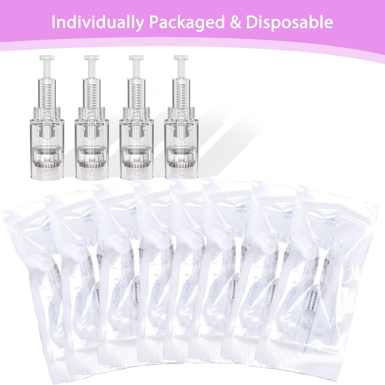 20 Pezzi Dermapen Microneedling 12 Aghi Needles Cartucce Per Aghi Derma Pen Micro Nano Needling Per Penna Con Aghi Confezionata Singolarmente Per Auto Electric Deep Microaghi Derma Pen