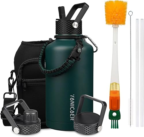 Miniatura 20 de Botella de agua aislada de 40 onzas, acero inoxidable al vacío de triple pared (apta para lavavajillas), a prueba de fugas y sin BPA, jarra frasco