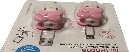 Miniatura 4 de Kasoyo Sanrio My Melody - Protector de cable para teléfonos celulares, 2 piezas, juego para iPhone (cable Lightning)