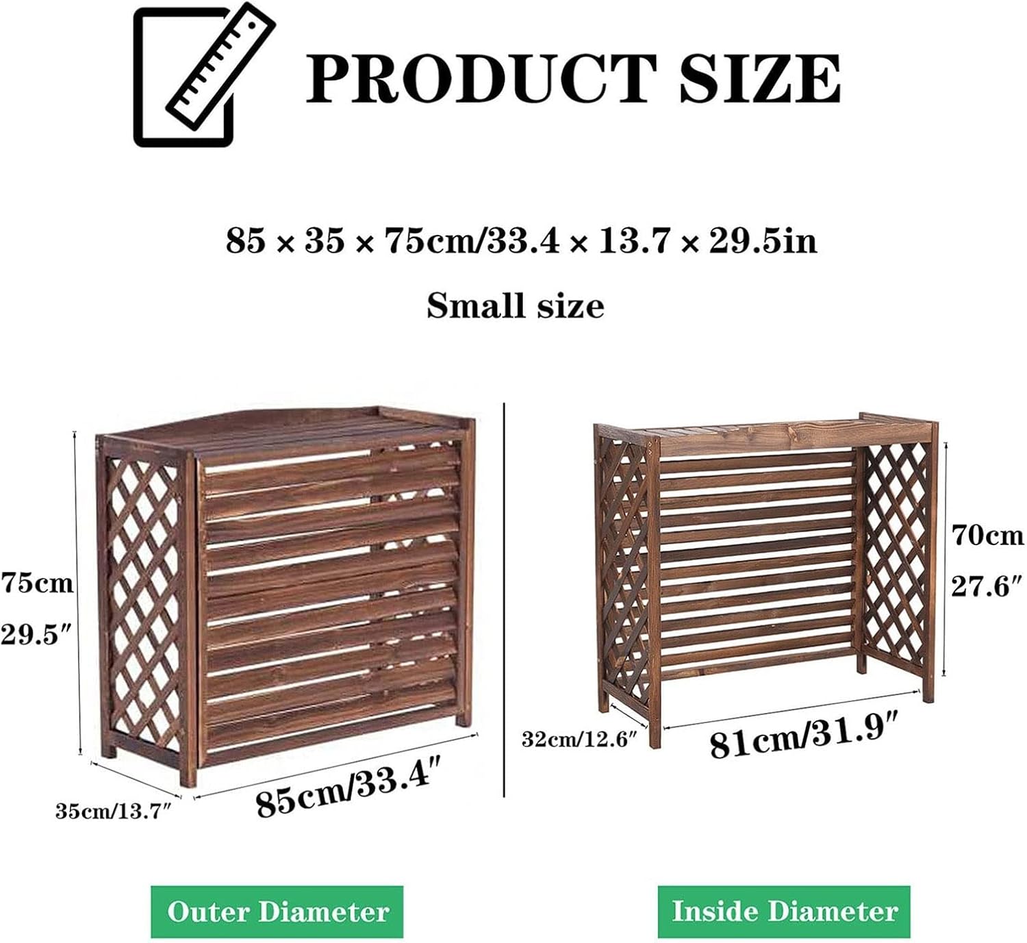 Air Conditioner Cover,Air Conditioner Fence Screen Flower Stand Outdoor Wooden Air Conditioning Rack Shell Blinds Storage Fence Screen to Hide Air Conditioner Storage, 4 Sizes