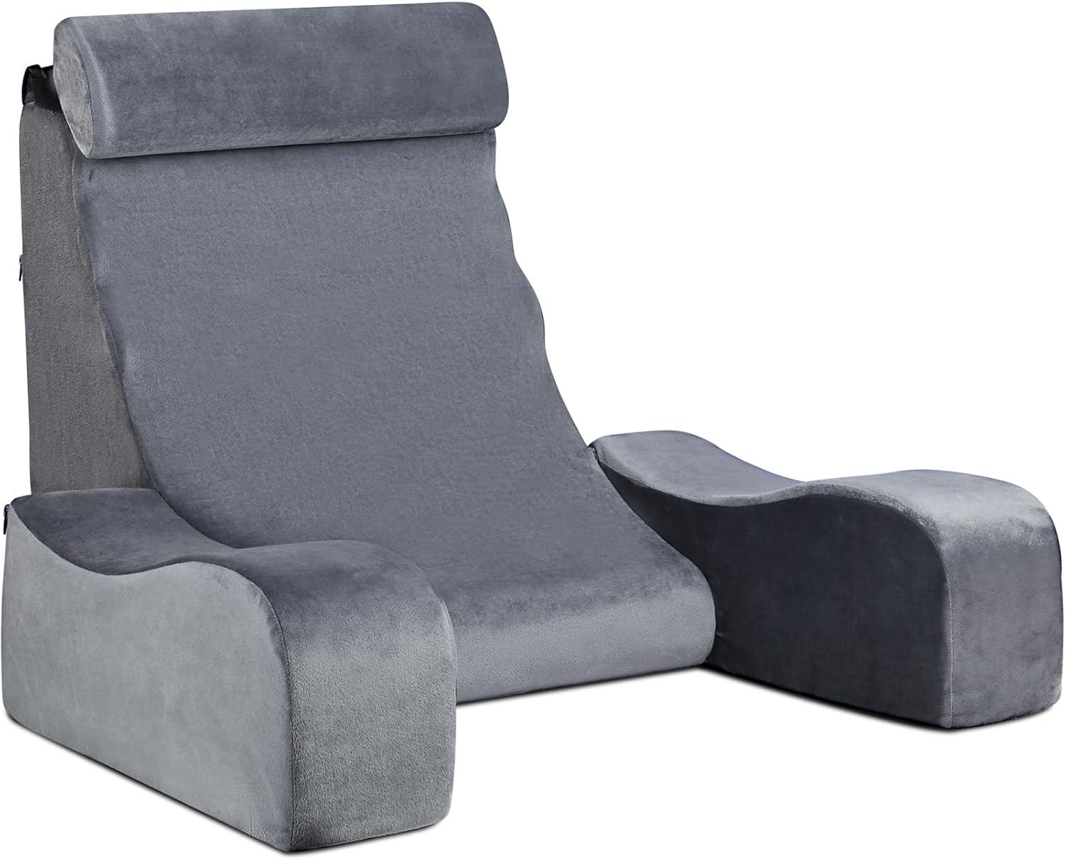 SofGlowly Reading Pillow for Sitting in Bed Adult, Back Support Pillow for Bed Sitting up with Arm Rest,Bed Rest Pillows for Watching TV/Reading/Gaming/Resting in Beds, Couch or Floor, Medium 19" Gray