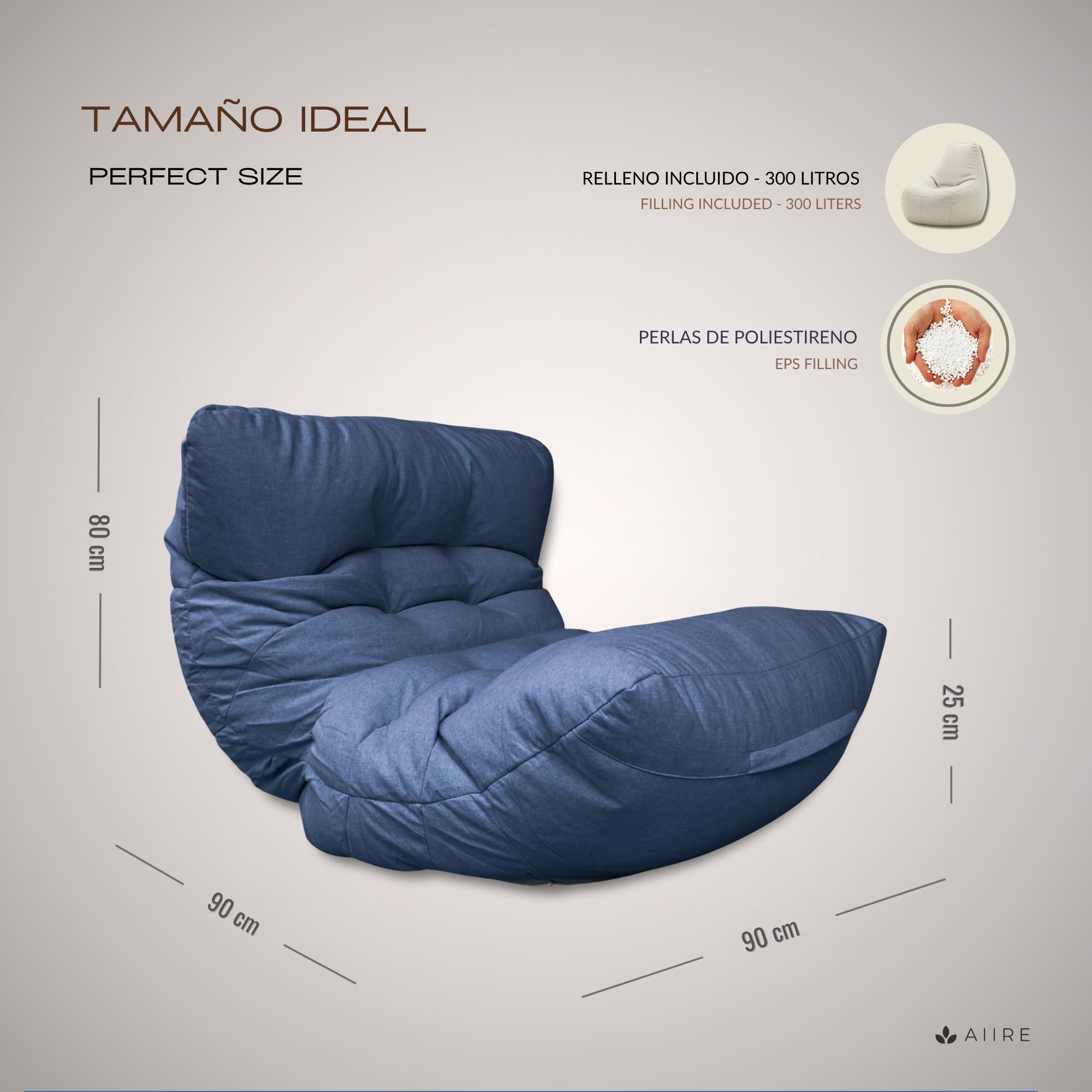 Aiire Luxe Zitzak van Perzisch fluweel Premium – Grote Pouf Lounge met Vulling voor Woonkamer of Slaapkamer – Moderne Bean Bag Chair Stoel voor Volwassenen of Tieners – XXL Vloerkussen Zwart