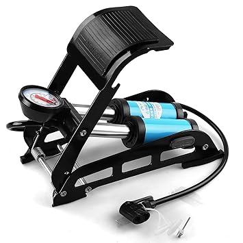 G-KARUNA Foot Pump,Portable Air Pump,Floor Air Pump Double Cylinder 160PSI Accurate Pressure Tire Floor Pump for Bike Car and Motorcycle, Fits Presta Schrader and Deutschland Valve (Multicolor)