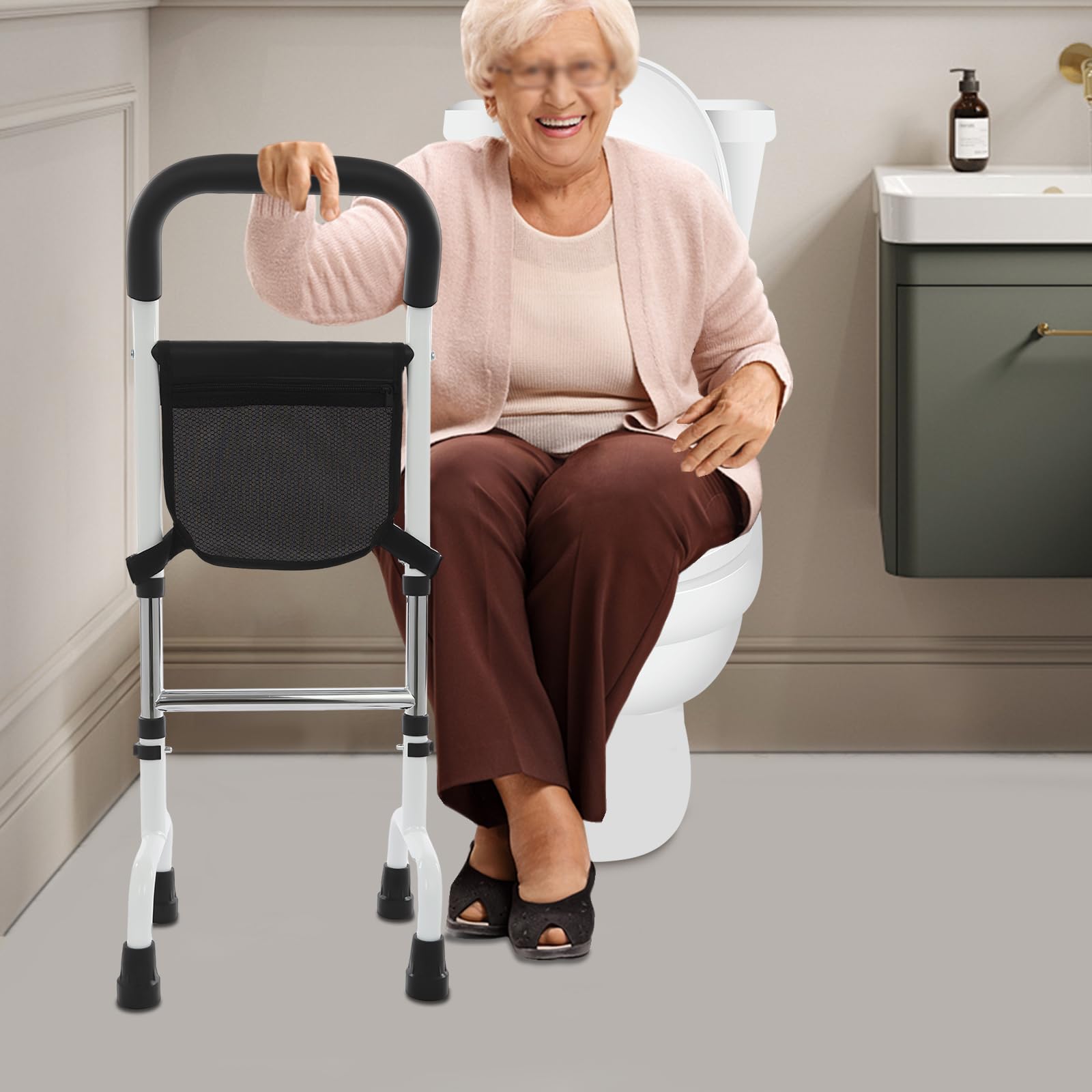Supporto per alzarsi in piedi, stabile, supporto per il letto, regolabile in altezza, sicuro, per anziani disabili