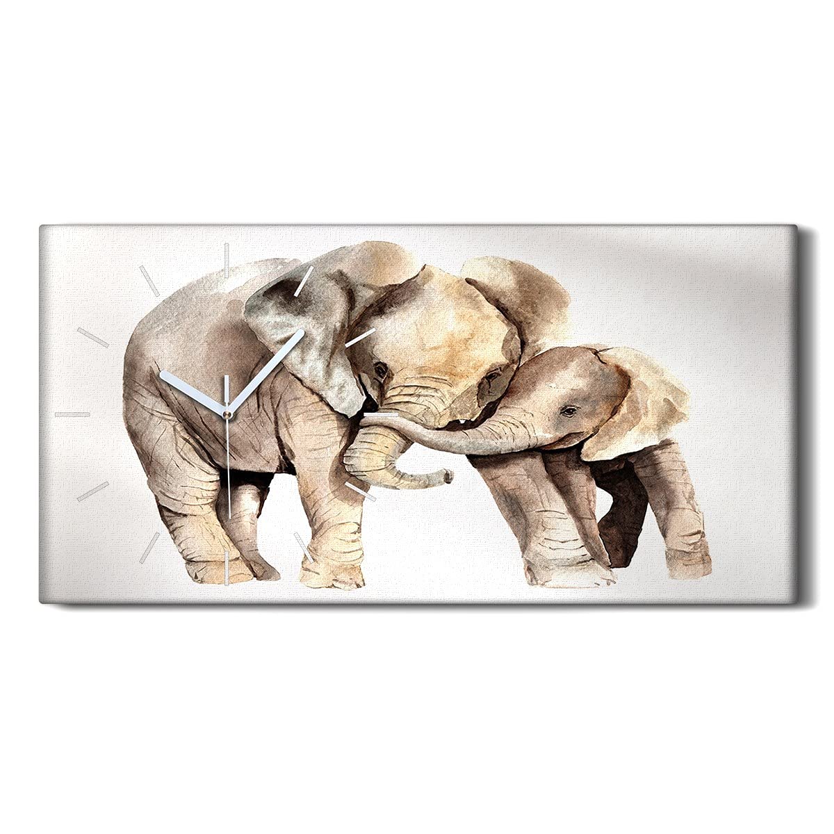 Horloge sur Toile 60x30cm image art mural éléphant moderne