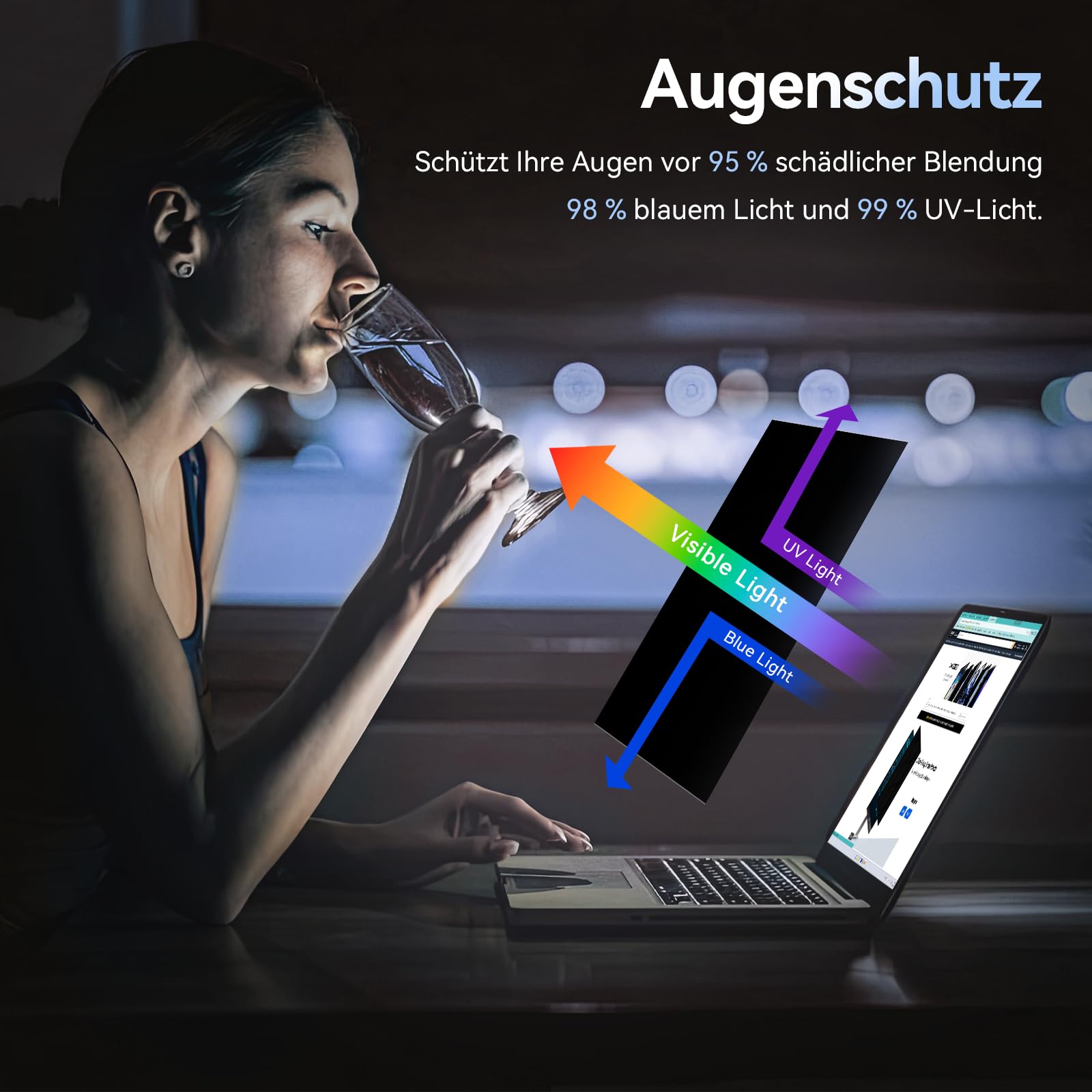 LUSA DESIGN Blickschutzfolie 14 Zoll Laptop - Anti Blaulicht & Datenschutz