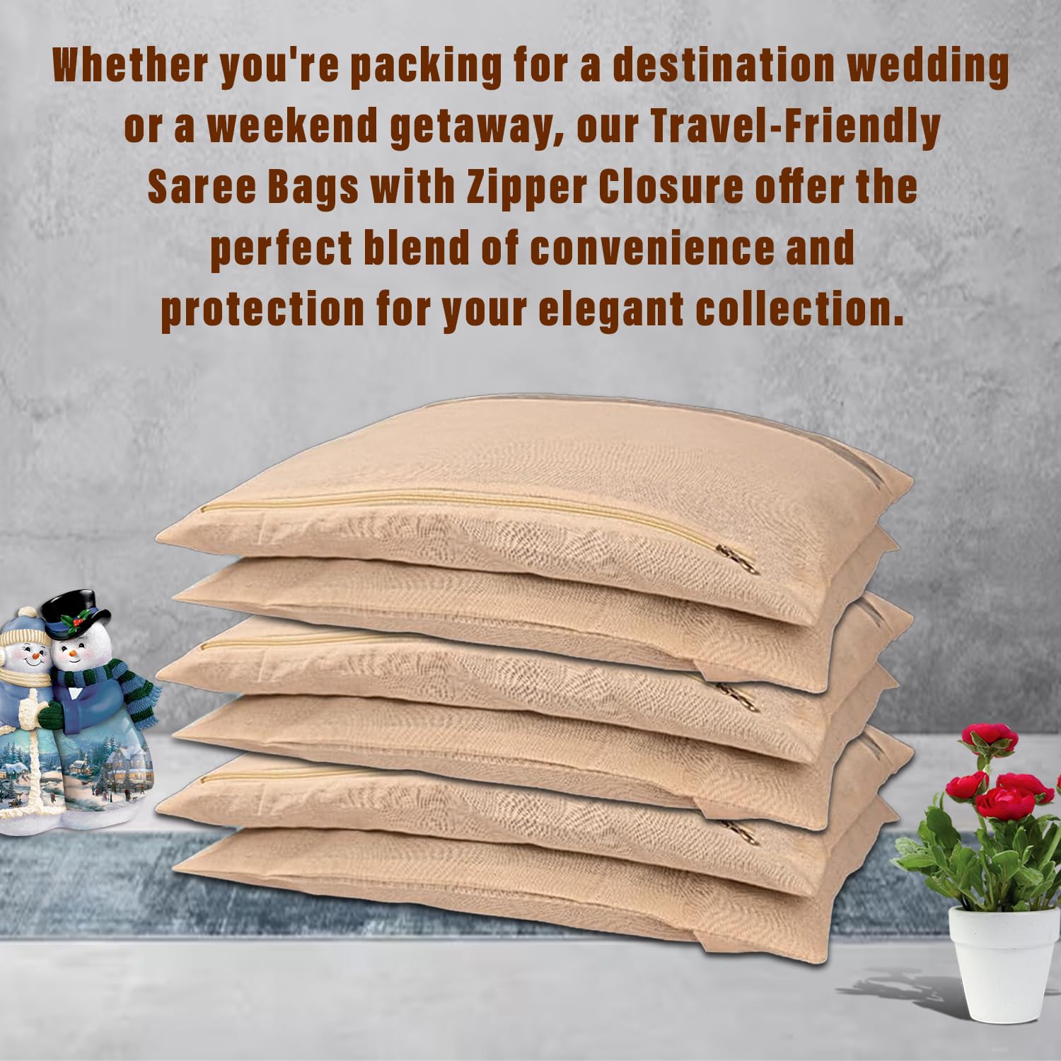 Kuber Industries Sari-Taschen-Kombi-Set | Kleiderschrank-Organizer aus Baumwolle | Kleidertaschen zur Aufbewahrung | Netzfenster Saree-Taschen Set | Einzelverpackung Saree-Abdeckung | 24 Stück | Creme