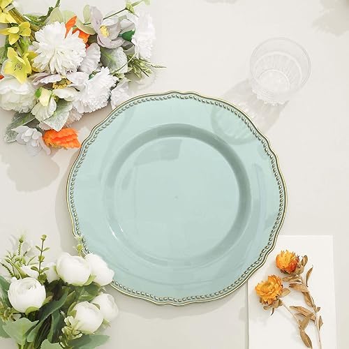Miniatura 6 de Efavormart - Paquete de 10 platos llanos de plástico con borde festoneado transparente y dorado de 10 pulgadas, platos desechables de fiesta para