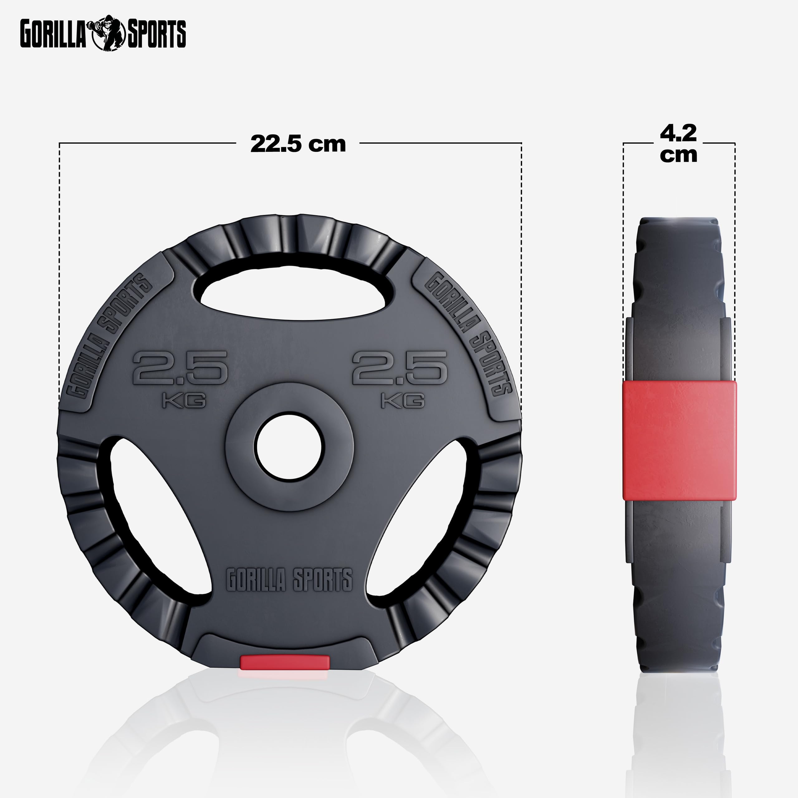 Gorilla Sports® Set Bilanciere e Manubri - 60kg, 100kg o 130kg, Ø 30mm, Barra 170cm, con Chiusure, Antiscivolo, Dischi in Plastica - Pesi Palestra, Piastre di Peso, Allenamento, Sollevamento, Fitness