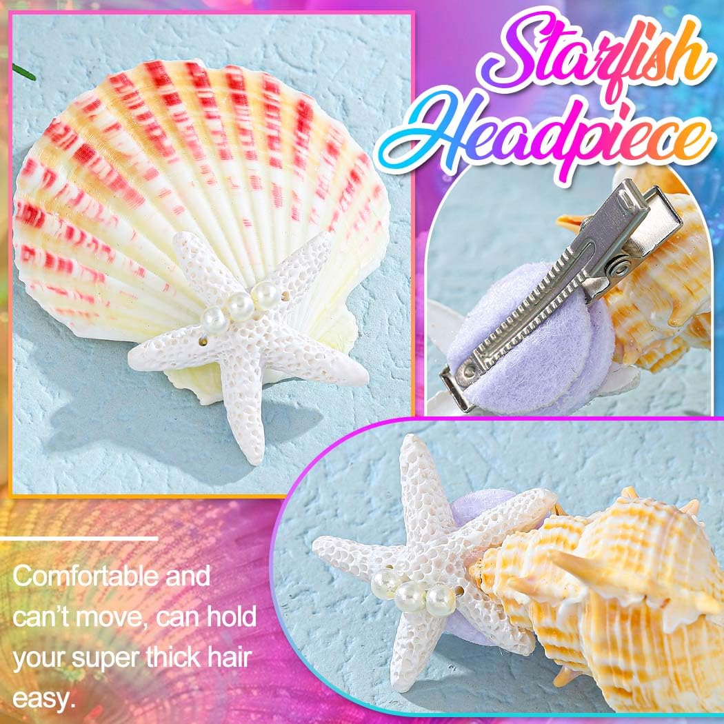 Reaky Mermaid Hair Clips Seashell Clip Starfish Hair Barrettes Hair Accessories for Women 3 Pieces, Silver, 1 count (Pack of 3) - Image 4