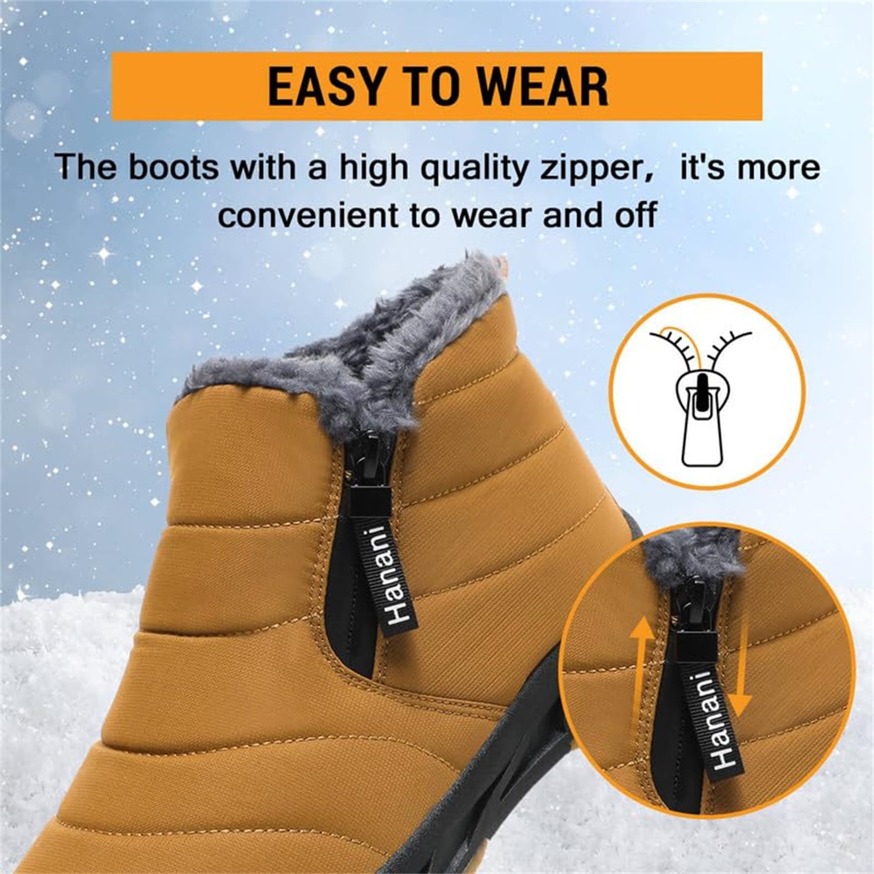 Hanani Botas de Invierno para Hombre Botines de Nieve Cálidas y Cómodas Zapatos Antideslizante Mujer Botas de Caña Corta