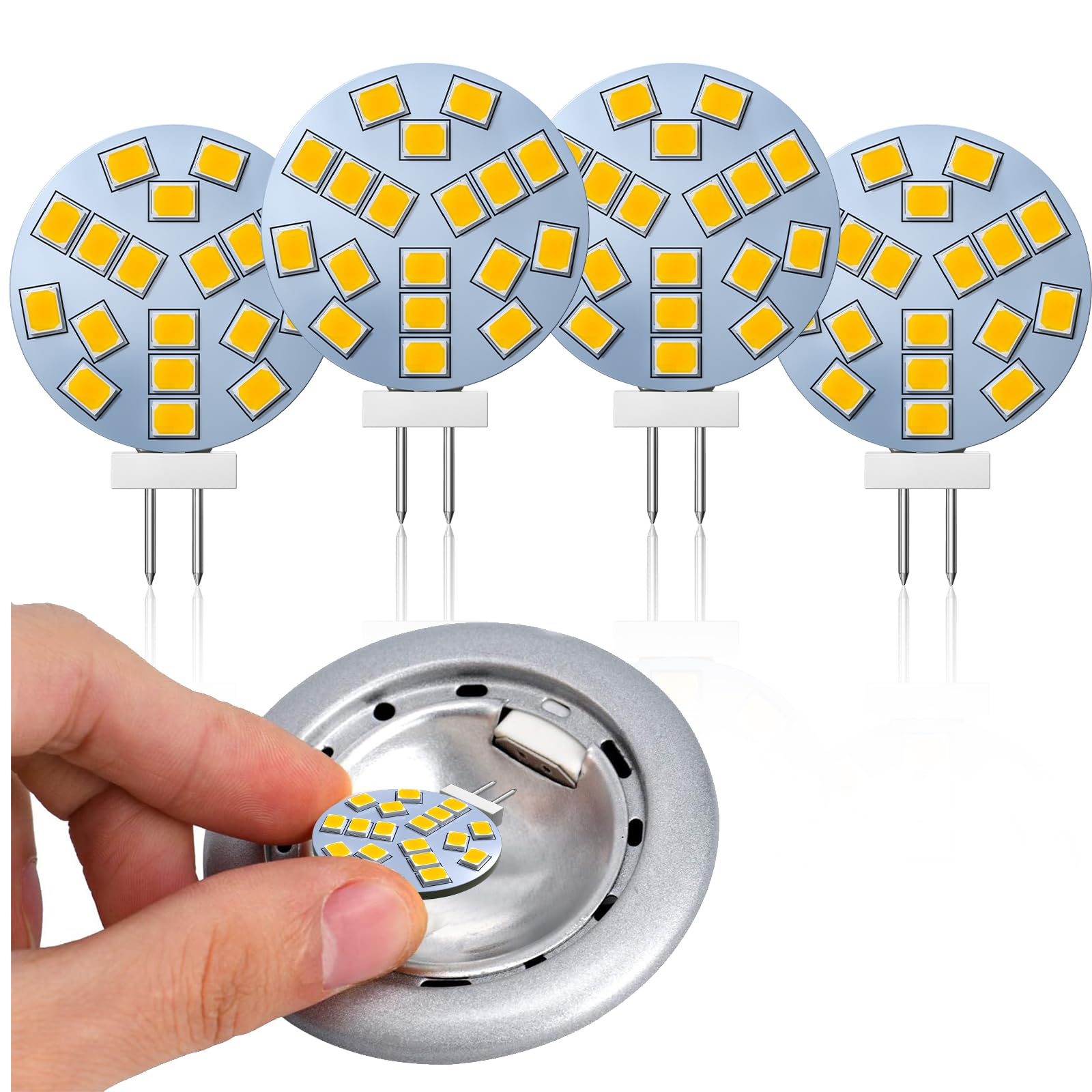 Lamptobe G4 LED 12V Warmweiss, 2W entspricht 20W Halogen, G4 Bi-Pin-Sockel, AC/DC 12V, 2700K, 120 ° Weitwinkel, 220LM, Geeignet zum Unterbauleuchte, Nicht Dimmbar, 4er Pack