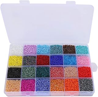 26400 peças de 2 mm pequenas contas de semente de vidro, conjunto de miçangas pequenas pulseiras, colares, kits de fabricação de anéis para pulseiras, fabricação de joias e artesanato
