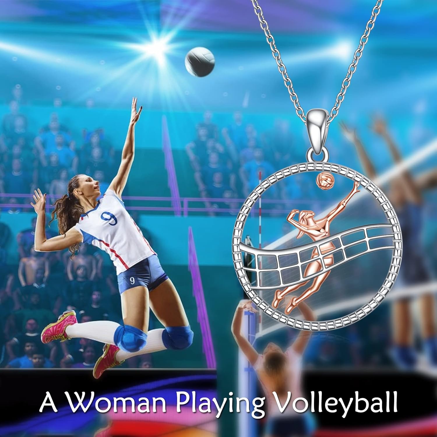 CRMAD Volleyball Gifts Necklace for Players Sterling Silver Abalone Shell/Crystal Sport Inspirational Jewelry for Women - Image 6