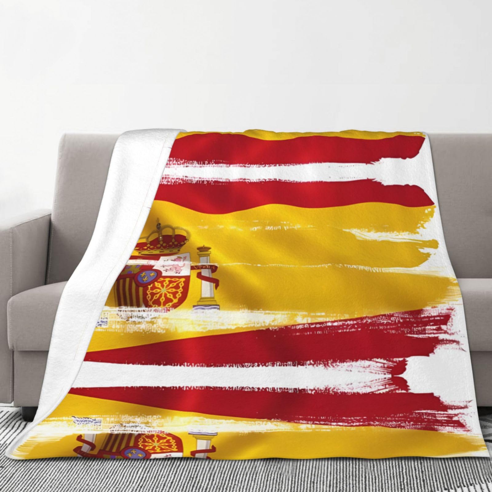 Couverture drapeau Espagne flanelle légère pour cocooning salon et canapé