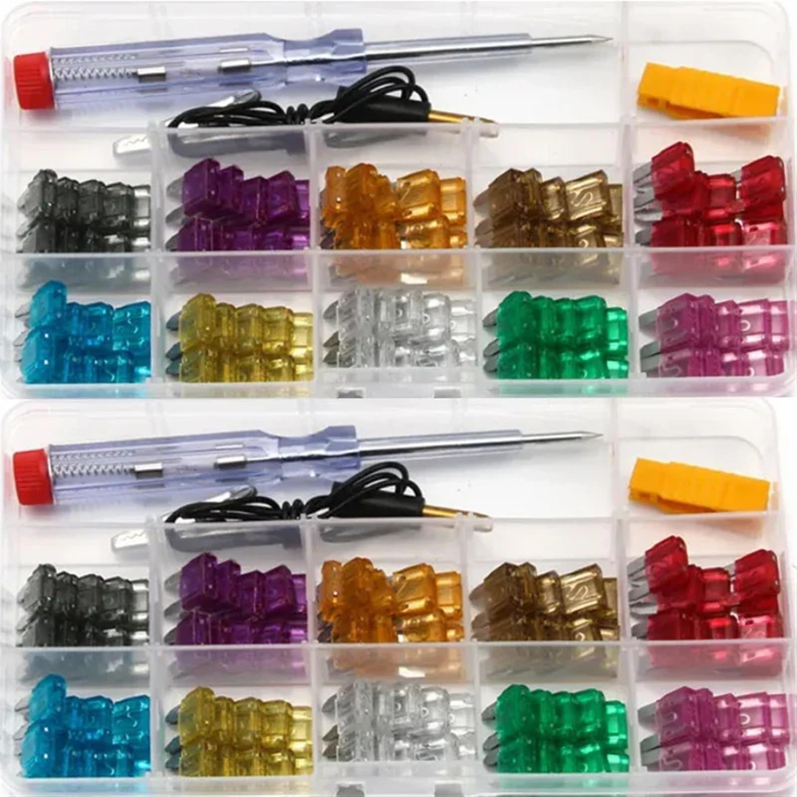 100 Uds. Fusibles pequeños for coche tipo cuchilla automotriz surtido de microfusibles en caja 2A/3A/5/A/7.5A/10A/15A/20A/25A/30A/35A