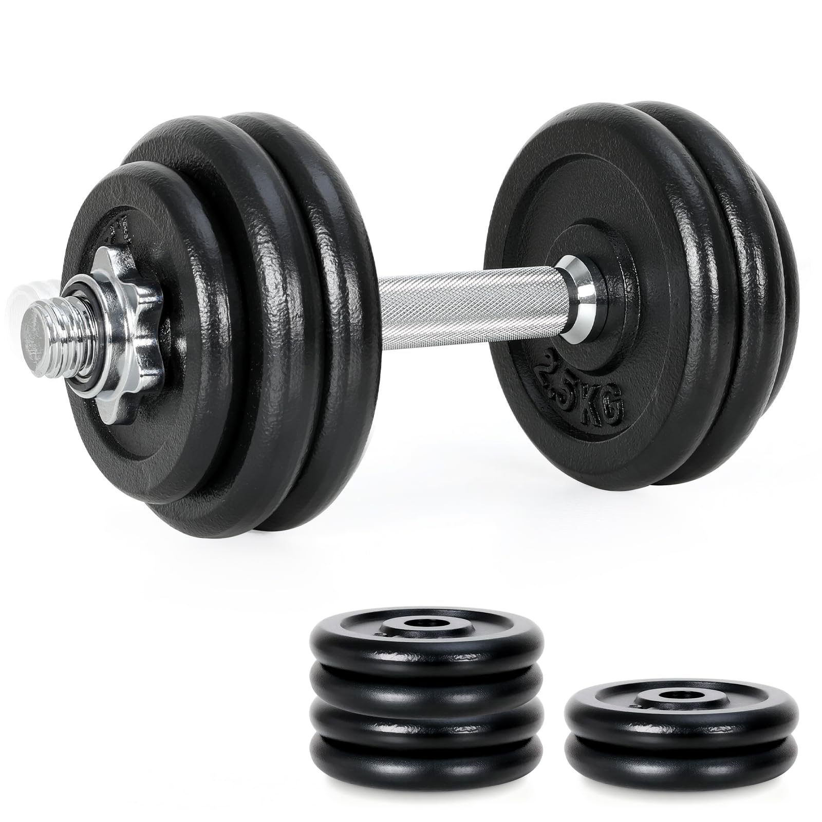 Hantelset 10 kg | 15kg | 30kg Einzelhantel - Hanteln Set - Stange 30 mm - Kurzhanteln Frauen und Männer - Hantel Set - Gusseisen Kurzhantelset - Kurzhantel