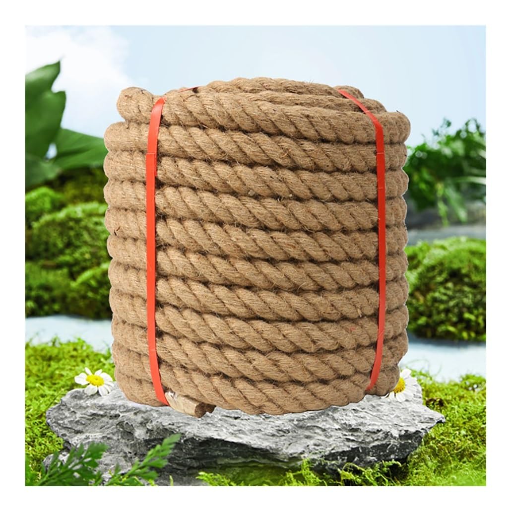 Cuerda de cáñamo natural de 32 a 328 pies, cuerda de yute de manila trenzada de 0.4-1.1 pulgadas de grosor para barandilla, muelles, decoración, paisajismo, columpio, hamaca, manualidades, tira de