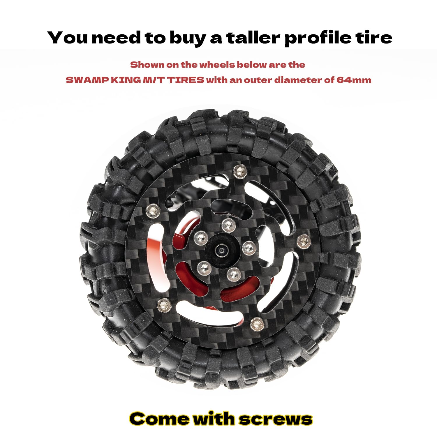 RampCrab 1,8" (46 mm) Super Wheels, Beadlock-Felgen aus Kohlefaser, passend für SCX24, TRX4M, FCX24, FCX24M, CR18P, Stil C