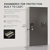 Vista 2 de WeHere 104 Keys Lock Box Wall Mount with Key Drop Slot, APP Bluetooth/OTP/Wi-Fi/Fixed Code/Key Unlock, Smart Large Key Cabinet Key Return Box for
