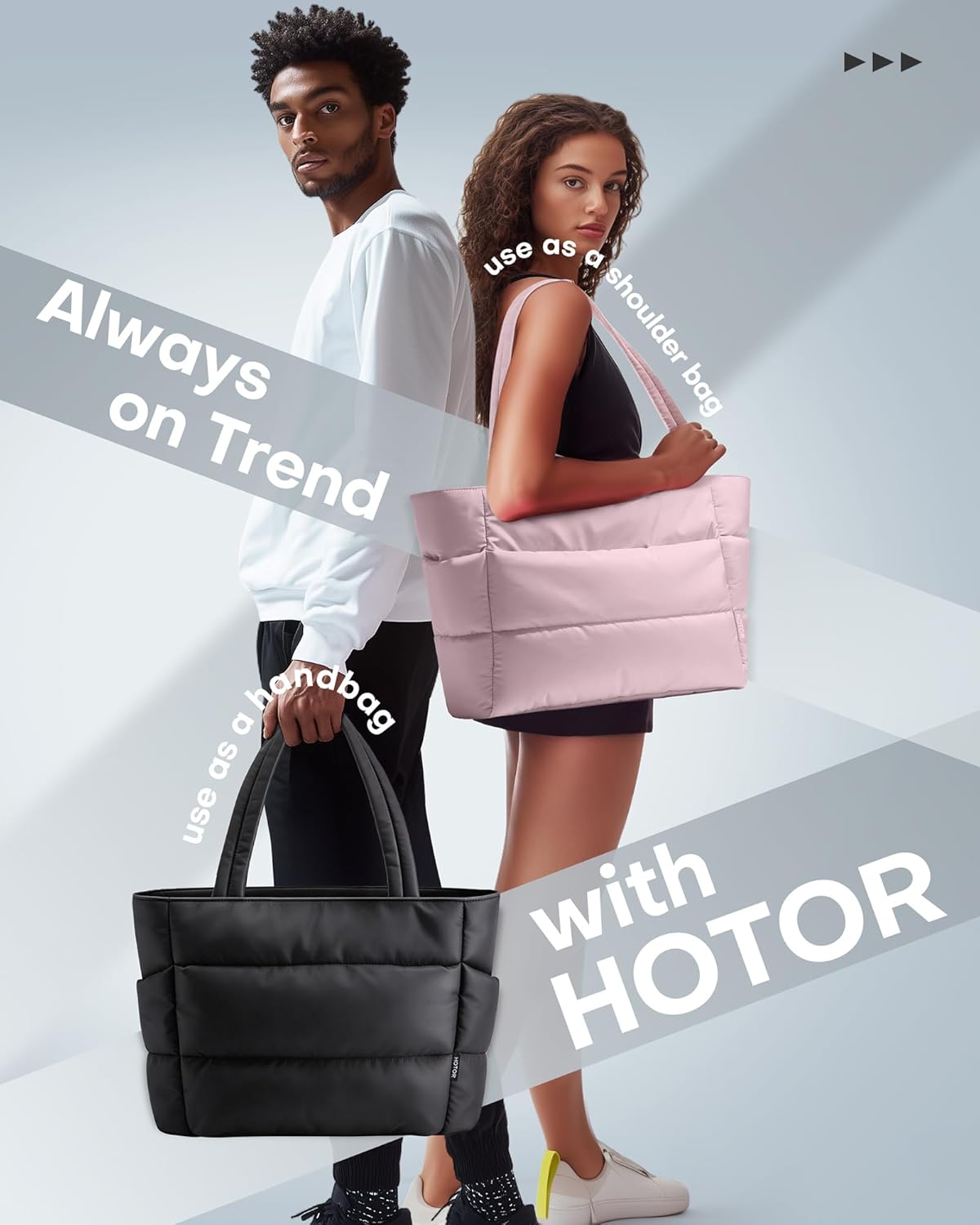 HOTOR Puffer Tote Bag for Women, Nurses - Multi-Pocket Lightweight Bag for Work - Quilted Handbag for Travel and Gym - Image 5