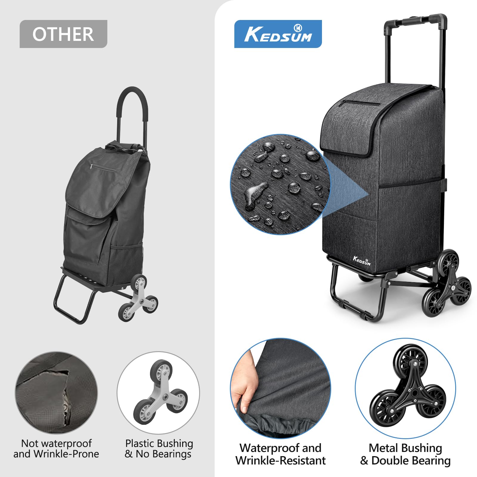 Stair Climbing Grocery Cart - Easy Stairs Shopping -5